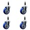 Service Caster 4'' Blue Poly Wheel Swivel 7/8'' Expanding Stem Caster Set, 4PK SCC-EX20S414-PPUB-BLUE-78-4 - alternate 1